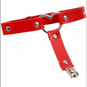 😈Heart Sexy PU Leather Garter Belt One Size Red